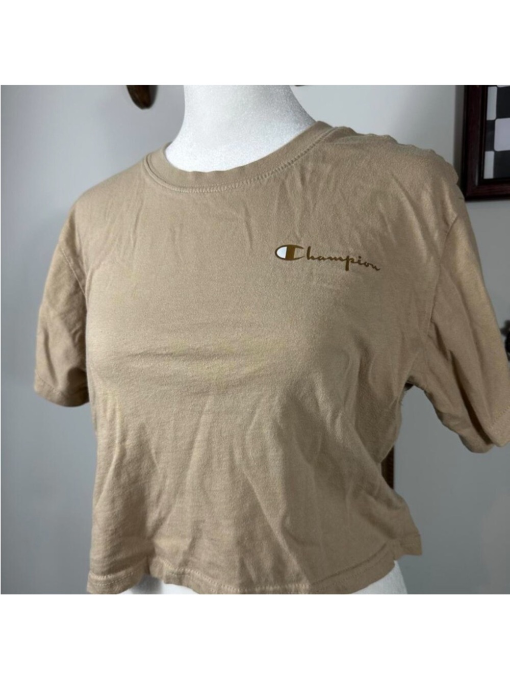 Champion Women’s Tan Crop Top Tee Shirt Beige Size Medium